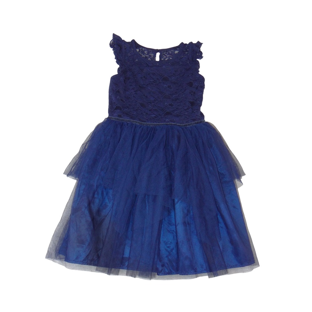 Zunie Girl Navy Blue Lace Tulle Tiered Party Dress Girls Size 14/16 RD816131Z